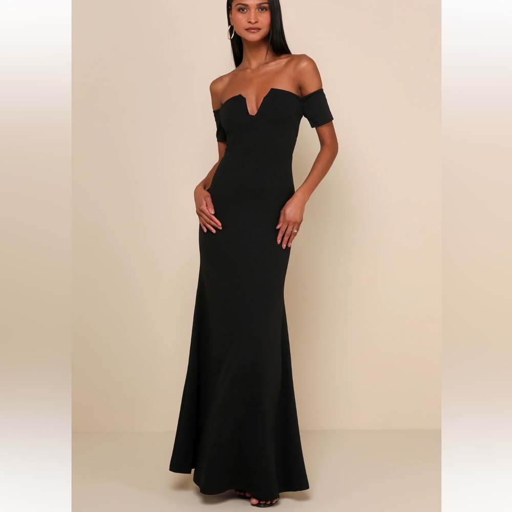 Lulu's Classic Black Off-Shoulder Maxi Dress